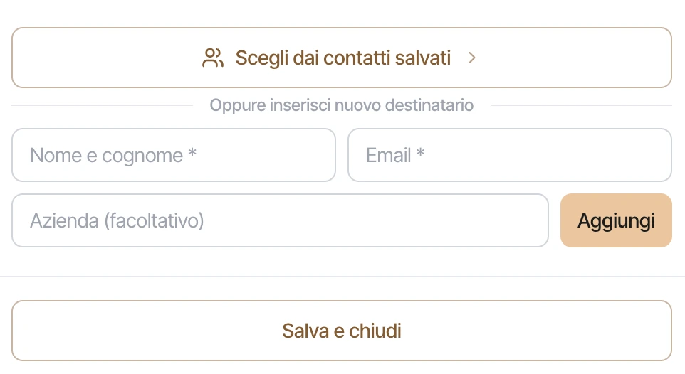 Aggiunta dei destinatari a un campionario da condividere